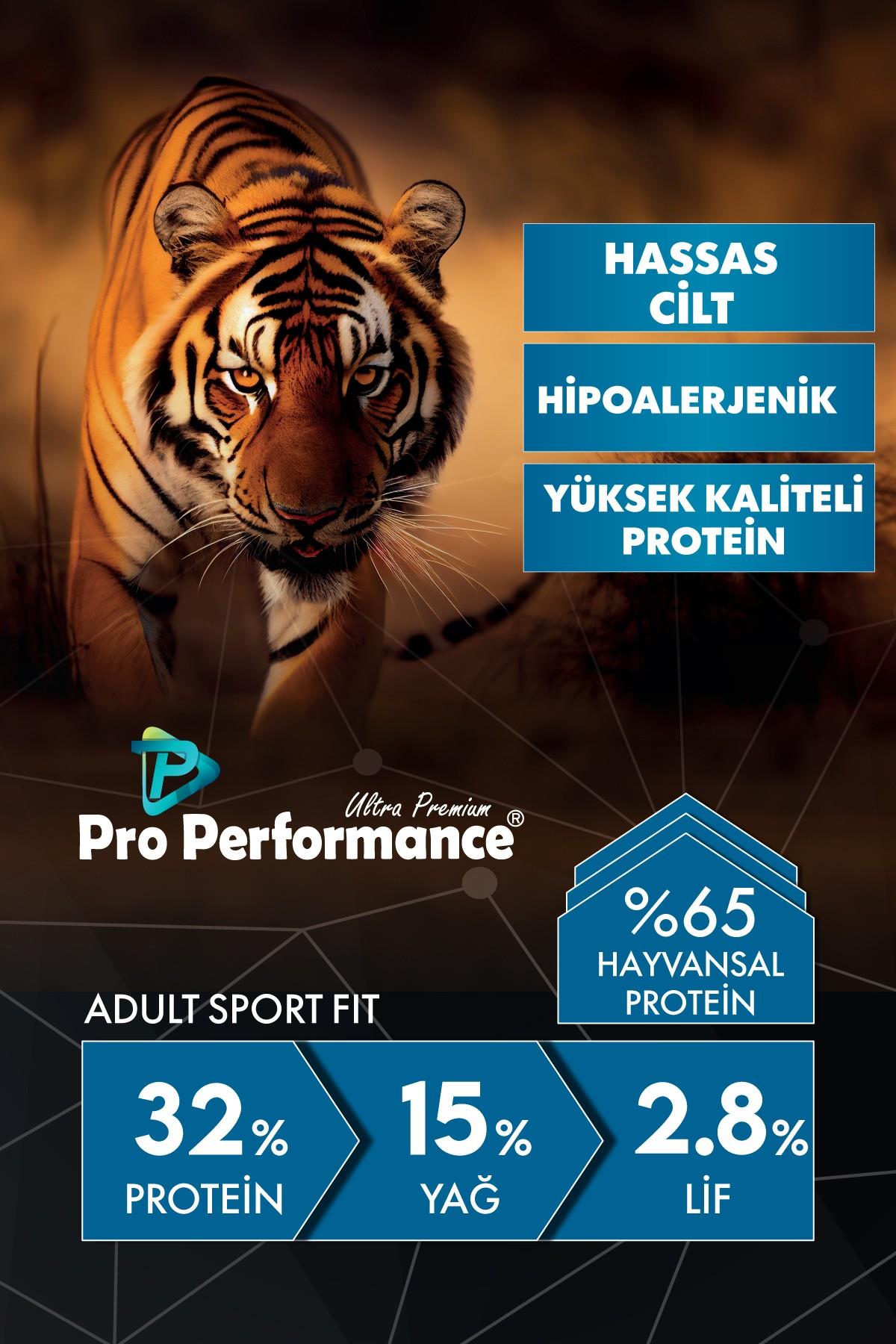 Pro Performance Sport Fit Kızılcık, Tavuk, Karides ve Somonlu Yetişkin Kedi Maması 15 Kg