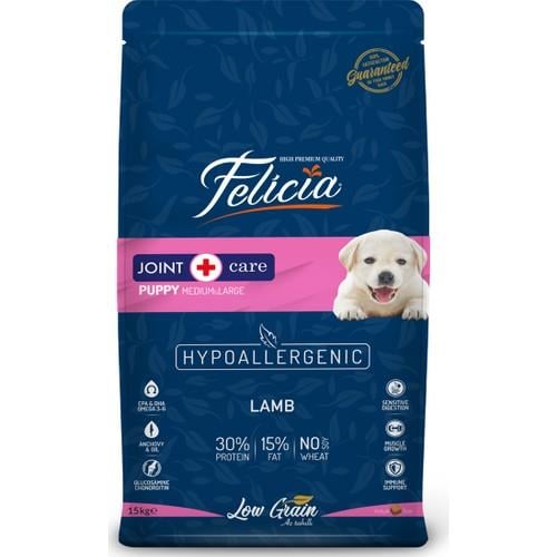 Felicia HypoAllergenic Kuzulu Büyük Irk Düşük Tahıllı Yavru Köpek Maması 15kg