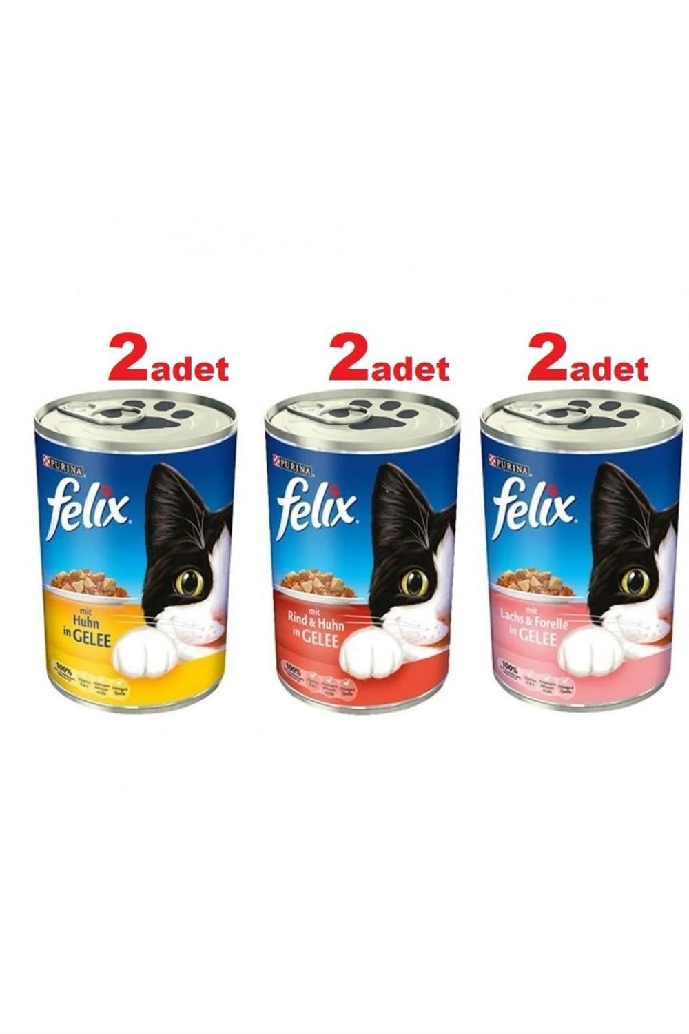 Felix 3 Çeşit Felix Karışık Konserve Yetişkin Maması 6 X 400 gr