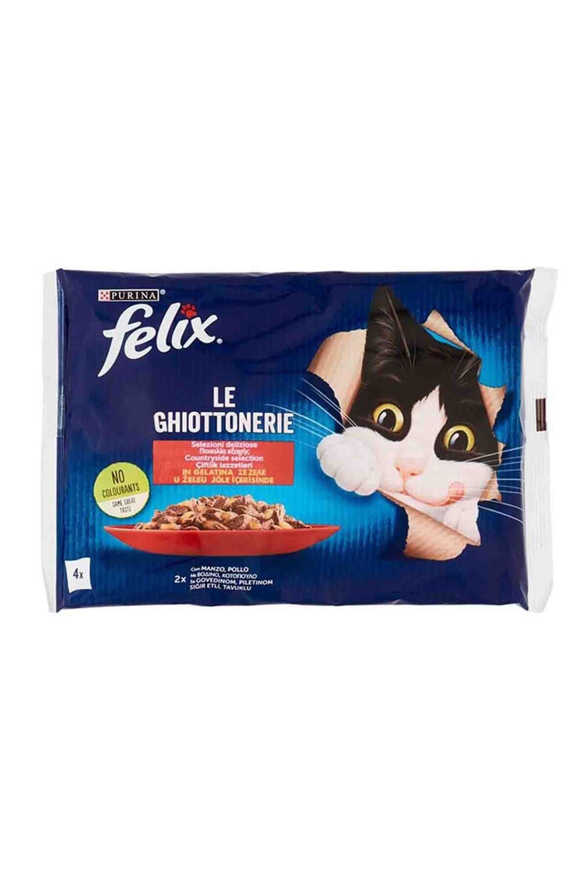 Felix Multipack Sığır ve Tavuk Etli Yetişkin Yaş Kedi Maması 4X85GR