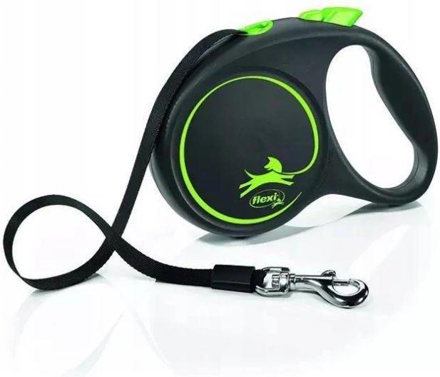 Flexi Black Design Otomatik Şerit Köpek Gezdirme Kayışı 5m [M] (Yeşil)