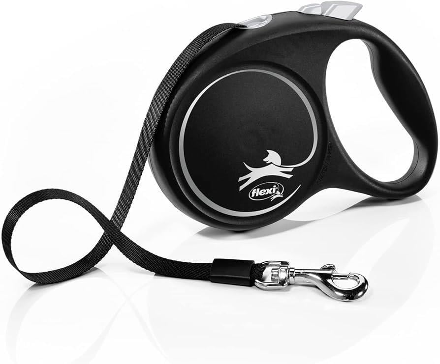 Flexi Black Design Otomatik Şerit Köpek Gezdirme Kayışı 5m [M] (Siyah)