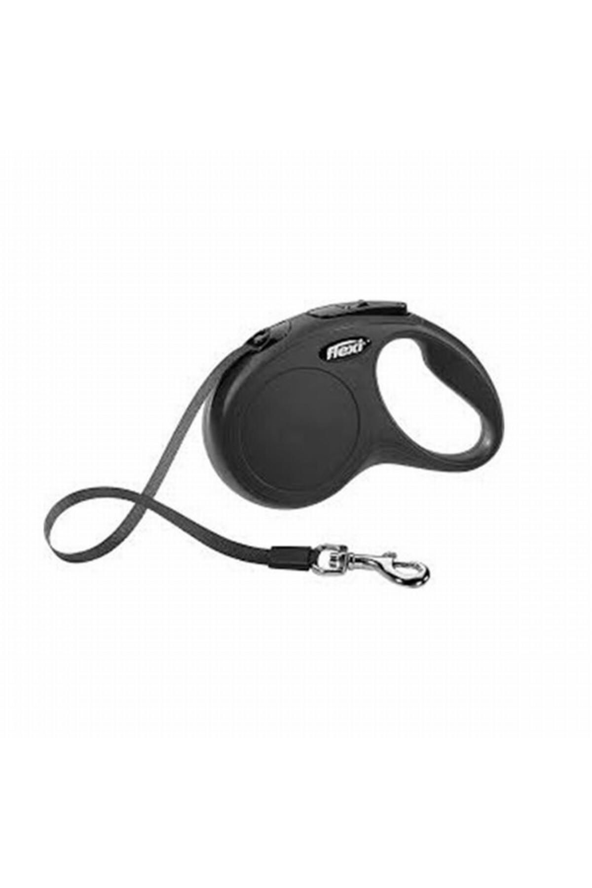 Flexi New Classic Otomatik Şerit Köpek Gezdirme Kayışı 5m (Siyah) [S]