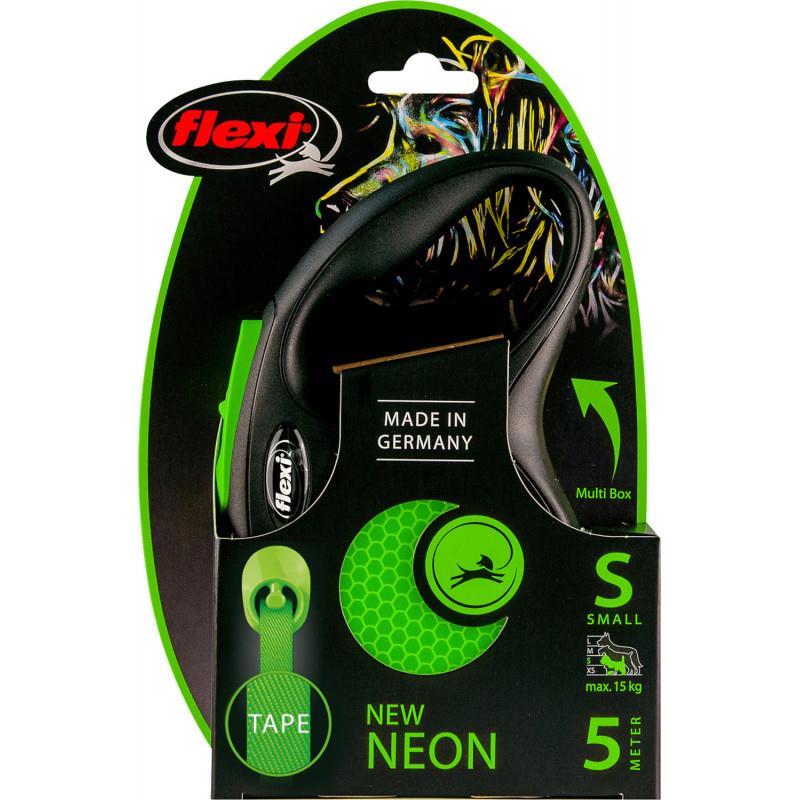 Flexi New Neon S Beden Yeşil 5MT Şerit Tasma