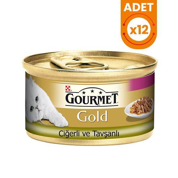 Gourmet Gold Parça Etli Ciğerli ve Tavşanlı Kedi Konservesi 85gr x 12 Adet