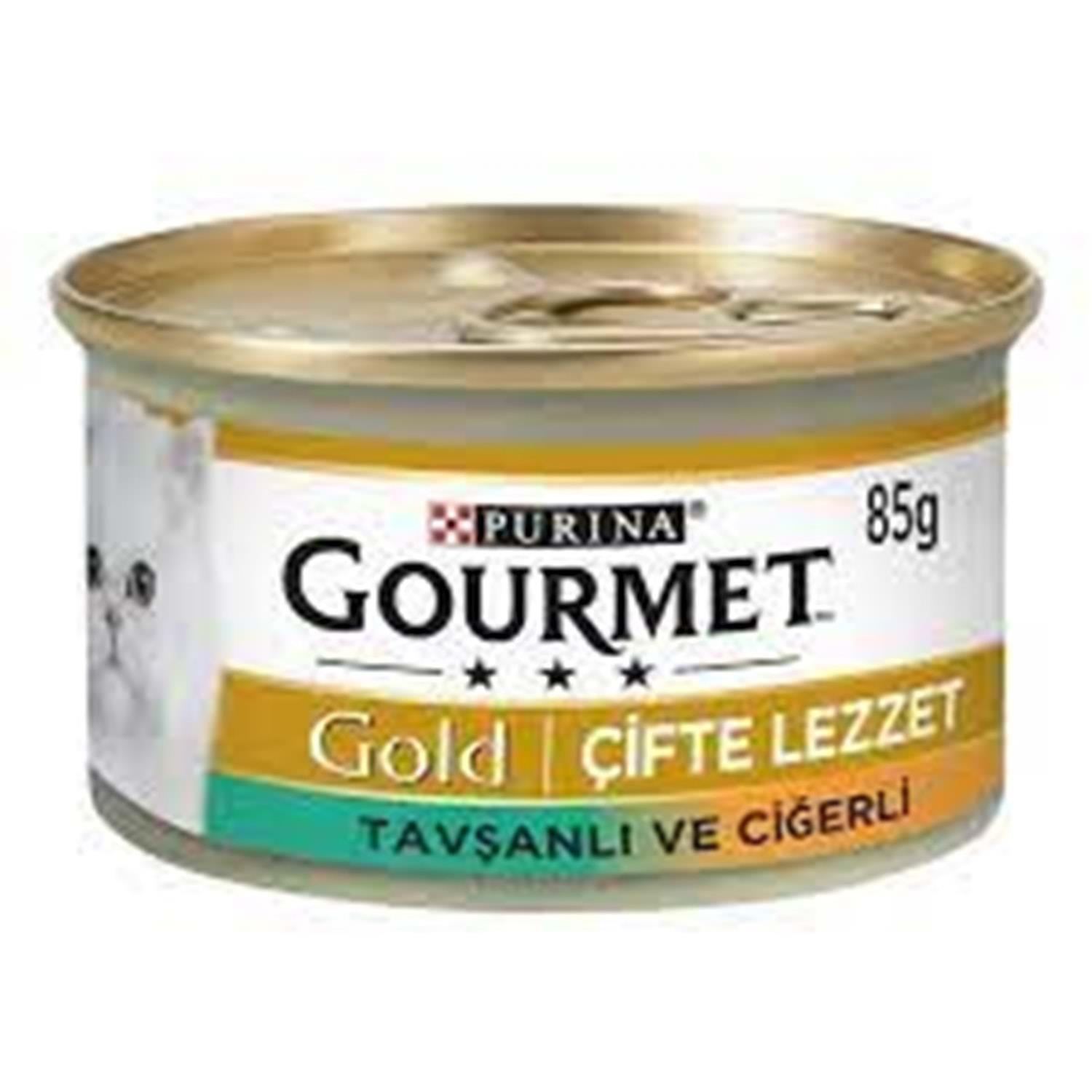 Gourmet Gold Parça Etli Ciğerli ve Tavşanlı Kedi Konservesi 85gr