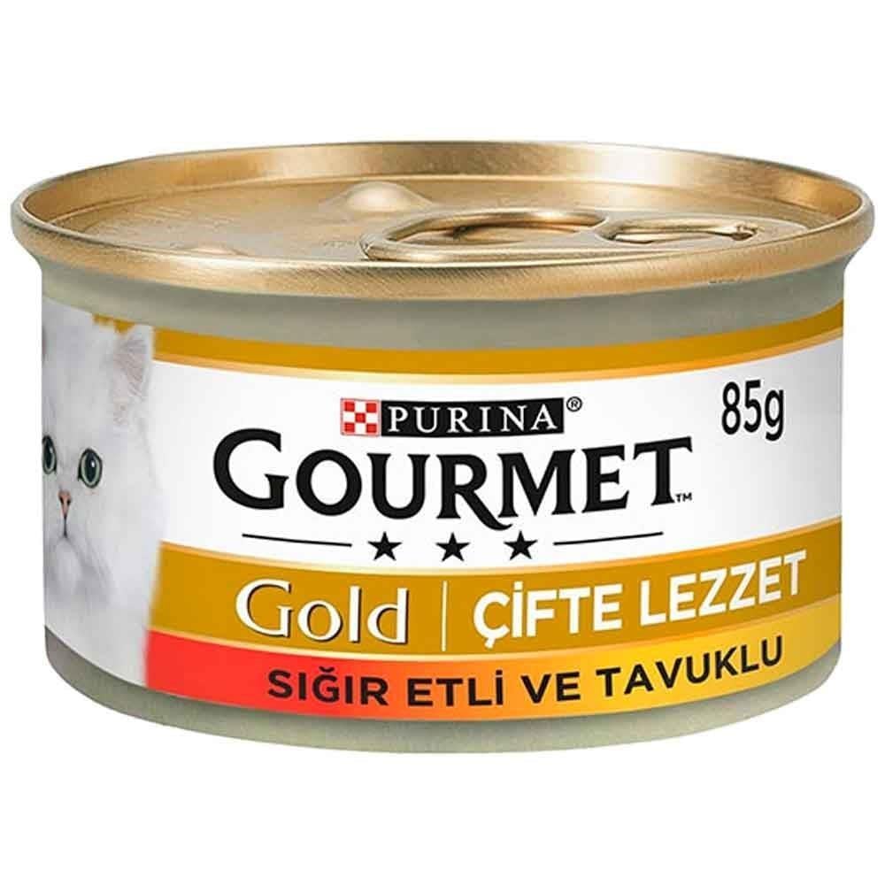 Gourmet Gold Parça Sığır Etli ve Tavuklu Yetişkin Kedi Konservesi 85gr
