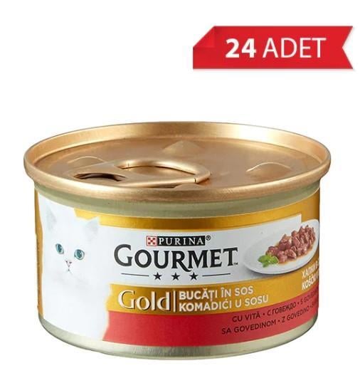 Gourmet Gold Soslu Parça Sığır Etli Kedi Konservesi 85gr x 24 Adet