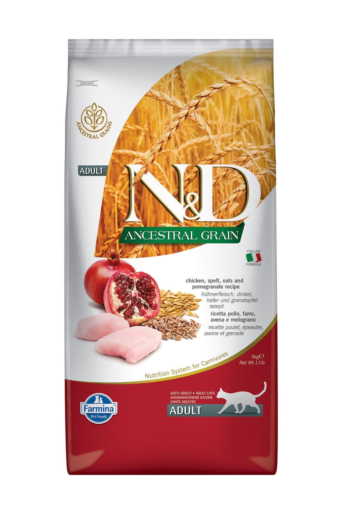 N & D Düşük Tahilli Tavuklu Ve Narlı Yetişkin Kedi Maması 5 Kg