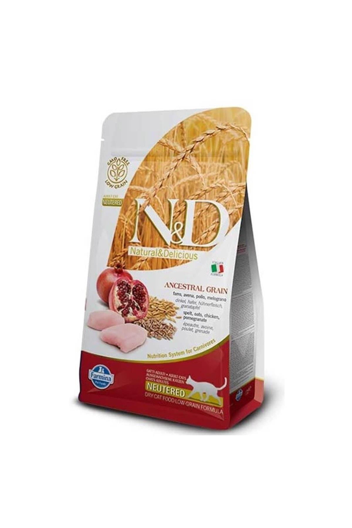 N&D Ancestral Grain Tavuklu ve Narlı Ata Tahıllı Kısırlaştırılmış Kedi Maması 5kg