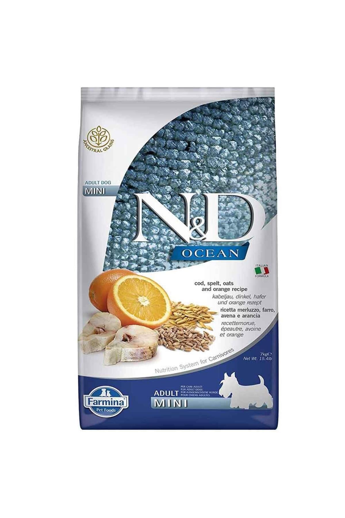 N&D Ocean Morina Balıklı Portakallı Küçük Irk Ata Tahıllı Yetişkin Köpek Maması 7kg