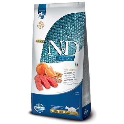 N&D Ocean Somonlu ve Portakallı Ata Tahıllı Kısırlaştırılmış Kedi Maması 10kg