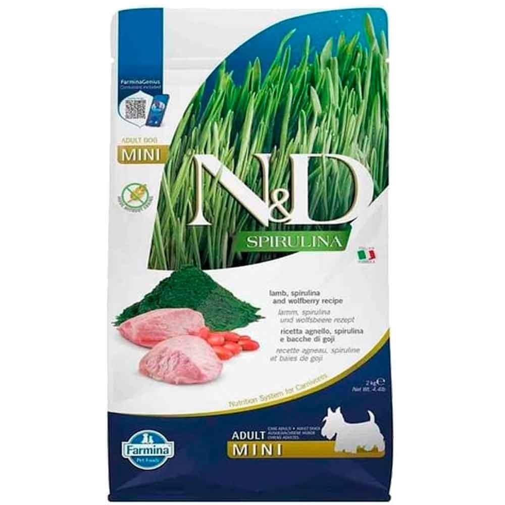 N&D Spirulina Kuzulu Mini Irk Tahılsız Yetişkin Köpek Maması 2kg