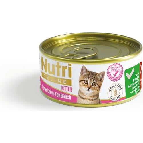Nutri Feline Tahılsız Tavuk Etli & Ton Balıklı Yavru Kedi Konservesi 85 gr - 24 Adet