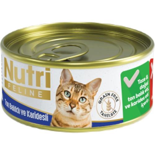 Nutri Feline Tahılsız Ton Balıklı ve Karidesli Yetişkin Kediler İçin Yaş Kedi Maması 85gr