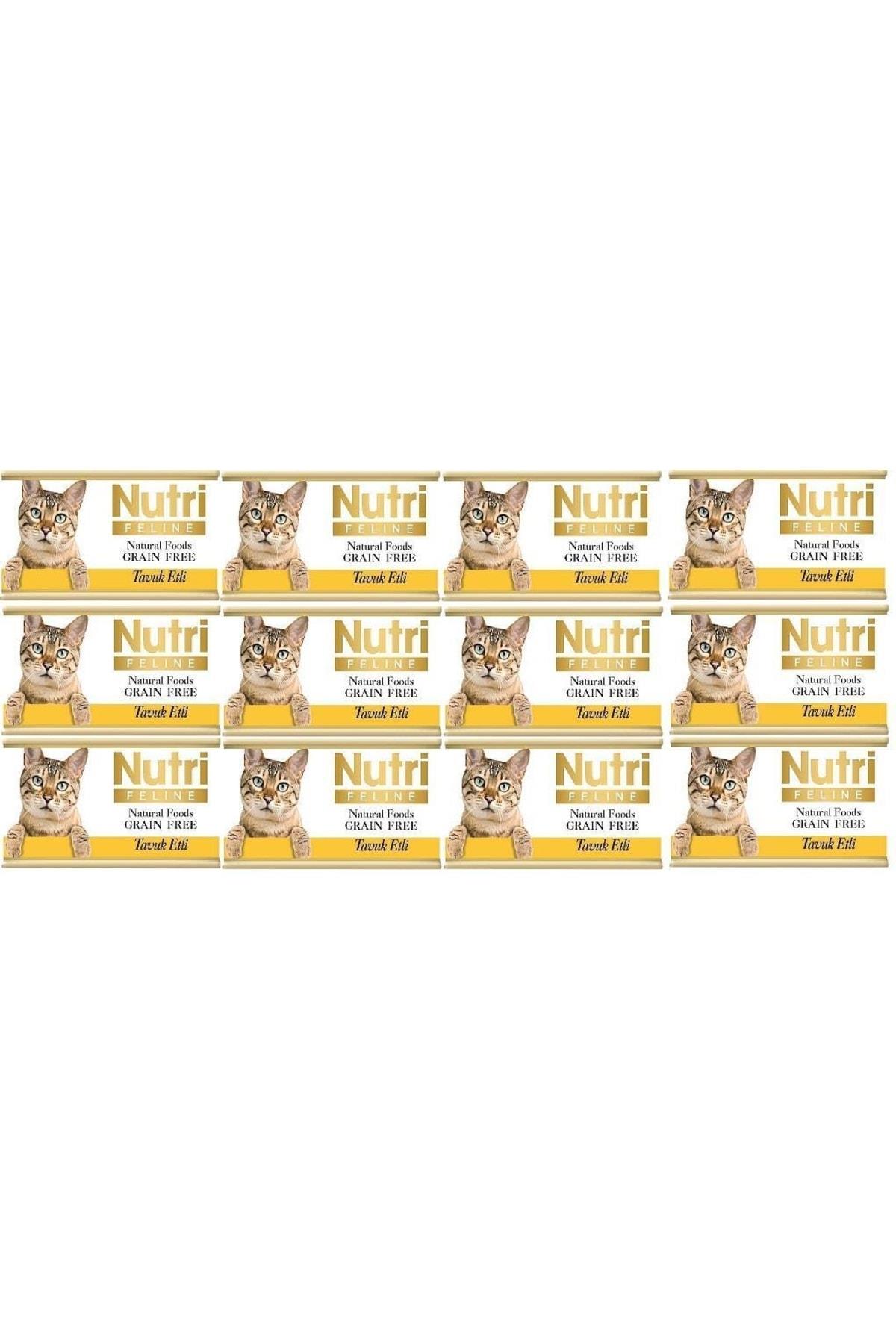 Nutri Feline Tavuk Etli Tahılsız Yetişkin Kedi Konservesi 85GR 12 Adet