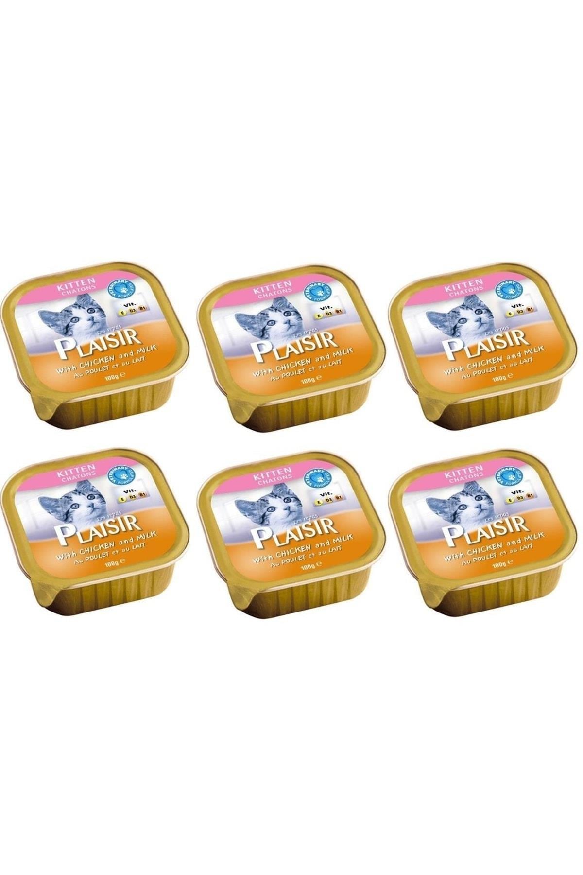 Plaisir Pate Kitten Yavru 6 Adet Tavuklu Sütlü Kedi Yaş Konserve Maması 100 gr