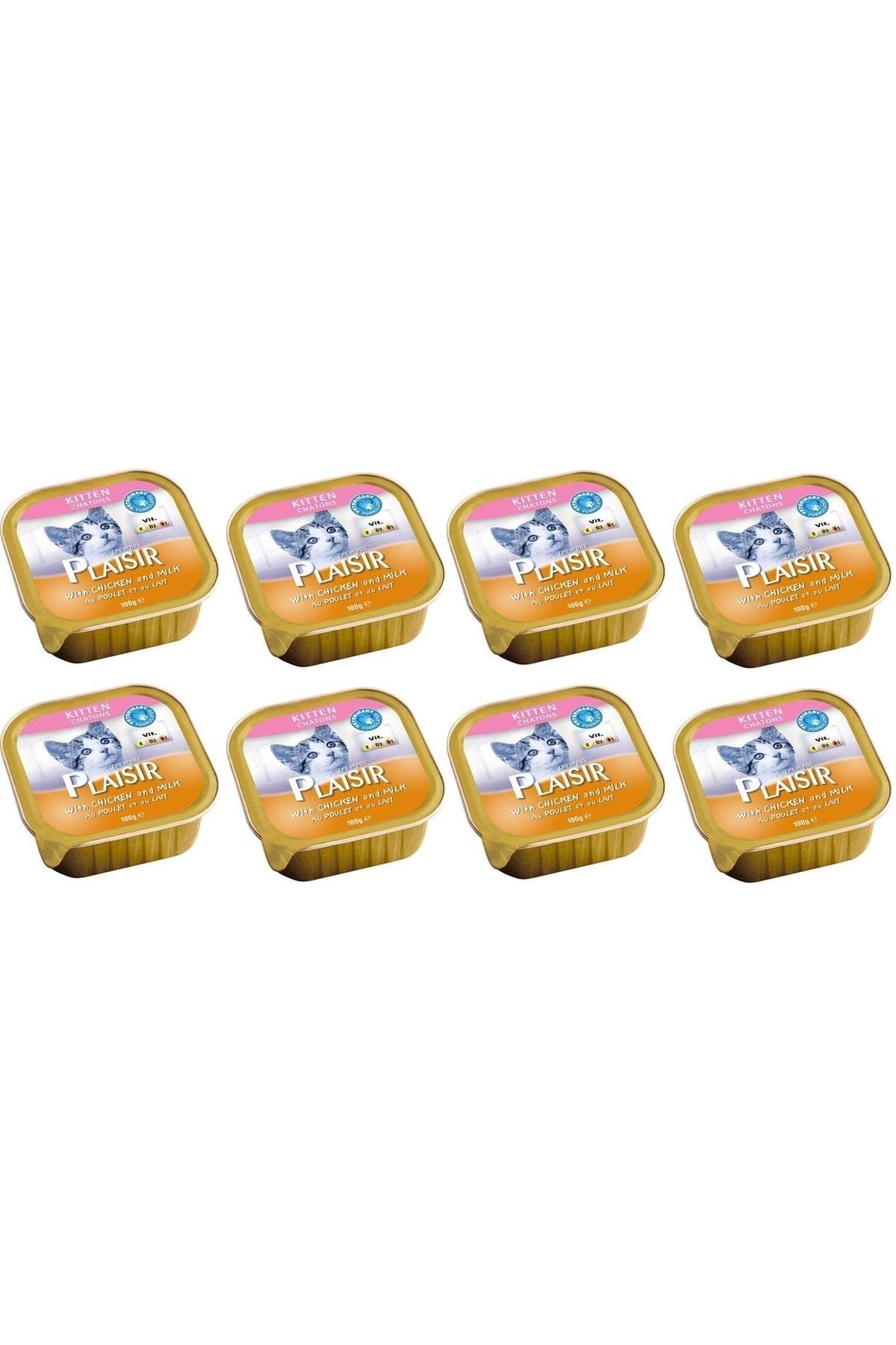 Plaisir Pate Kitten Yavru 8 Adet Tavuklu Sütlü Kedi Yaş Konserve Maması 100 gr