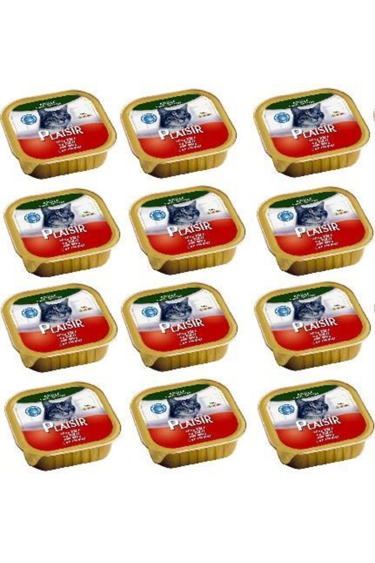 Plaisir Pate Sığır Etli 100GR Plaisir Yaş Kedi Kedi Maması 12 Adet