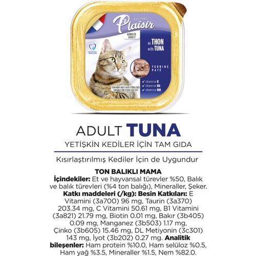 Plaisir Pate Tuna Balık Etli 100GR Plaisir Yaş Kedi Maması 12 Adet