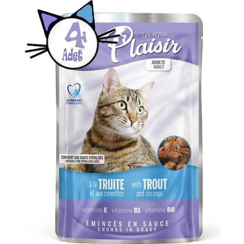 Plaisir Pouch Alabalıklı&karidesli 100GR Yaş Kedi Maması 4 Adet