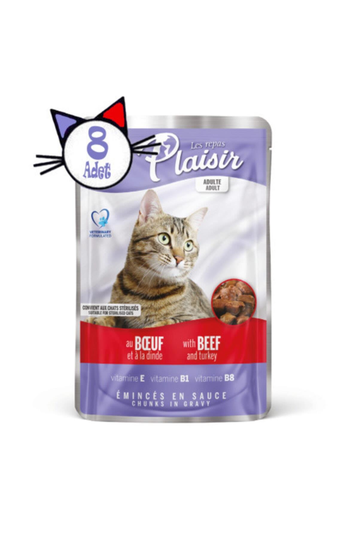 Plaisir Pouch Sığır Etli&hindili 100GR Yaş Kedi Maması 8 Adet