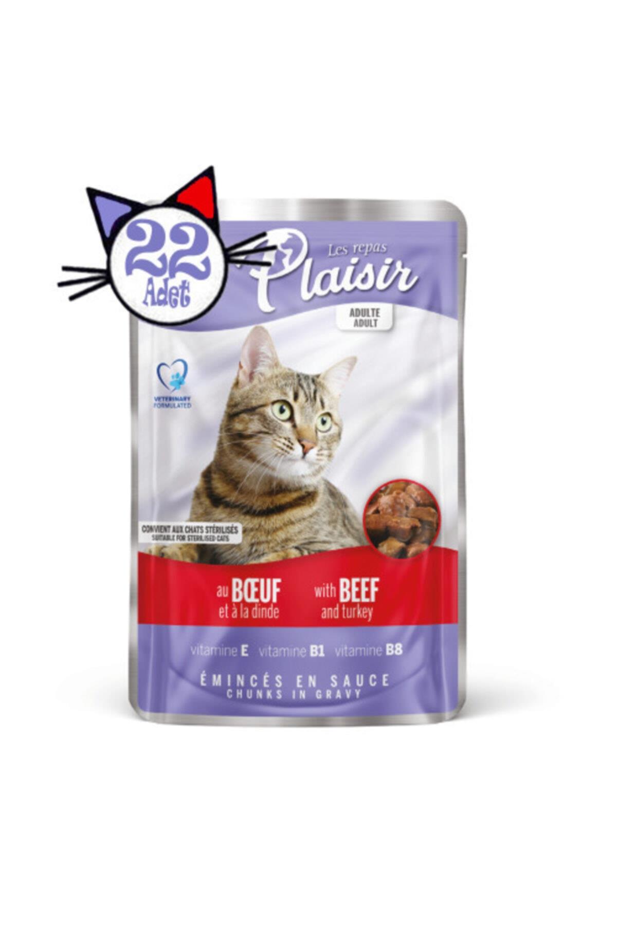 Plaisir Pouch Sığır Etli&hindili 100GR Yaş Kedi Maması 22 Adet