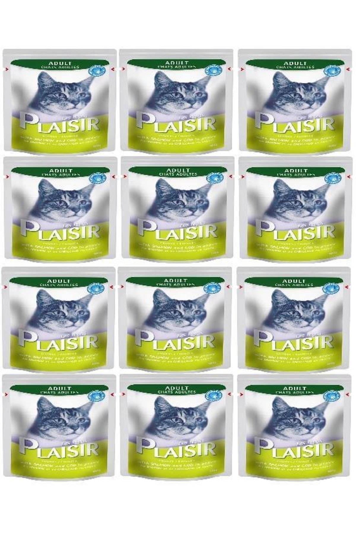 Plaisir Pouch Somon Morina Balıklı Yaş Kedi Maması 100 gr 12 Adet