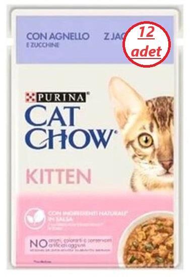 Purina Catchow Kitten Kuzu Etli Ve Kabaklı Yavru Kedi Islak Maması 85gr 12 Adet Kedi Yaş Mama Pouch
