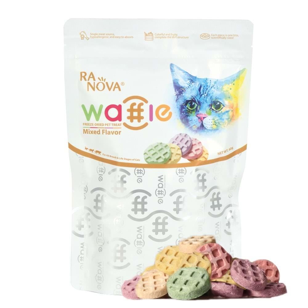 Ranova Kediler İçin Dondurularak Kurutulmuş Etli Waffle Kedi Ödül Maması 60gr