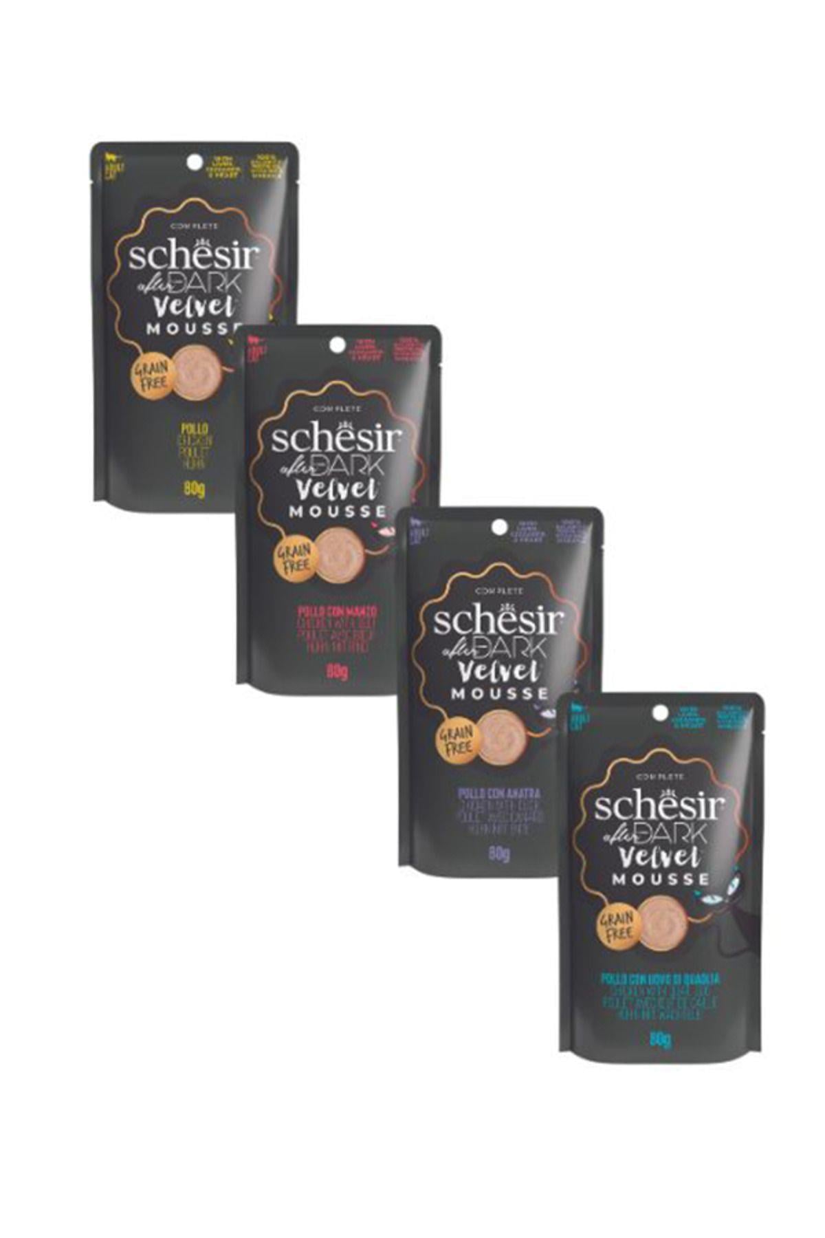 Schesır 4 Çeşit After Dark Kedi Yaş Mama Pounch 80gr x 12 Adet