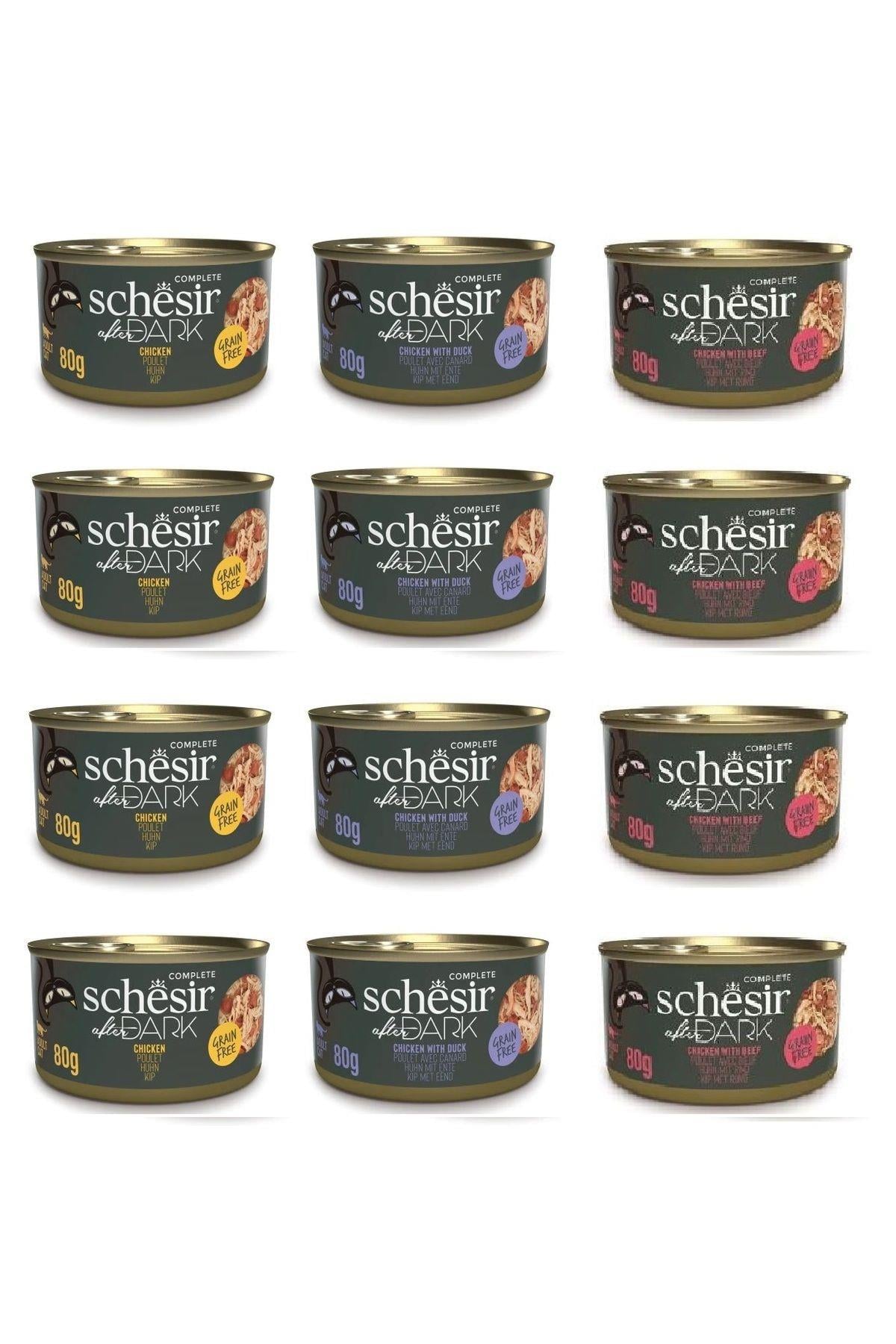 Schesır After Dark Parça Etli 3 Çeşit Karma Kedi Konserve 80 Gr. X 12 Adet