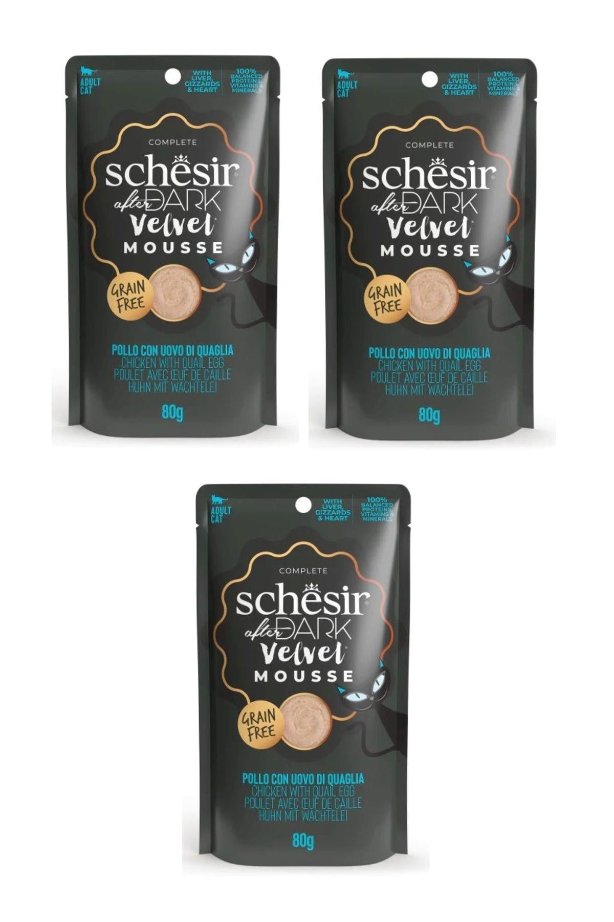 Schesir After Dark Pouch Tavuklu ve Bıldırcın Yumurtalı Tahılsız Yetişkin Kedi Konservesi 80gr x 3 ADET