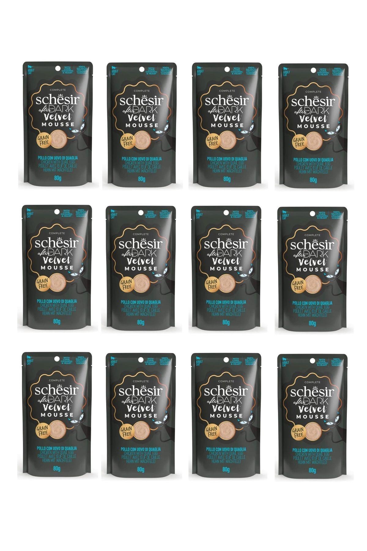 Schesir After Dark Pouch Tavuklu ve Bıldırcın Yumurtalı Tahılsız Yetişkin Kedi Konservesi 80gr x 12 ADET