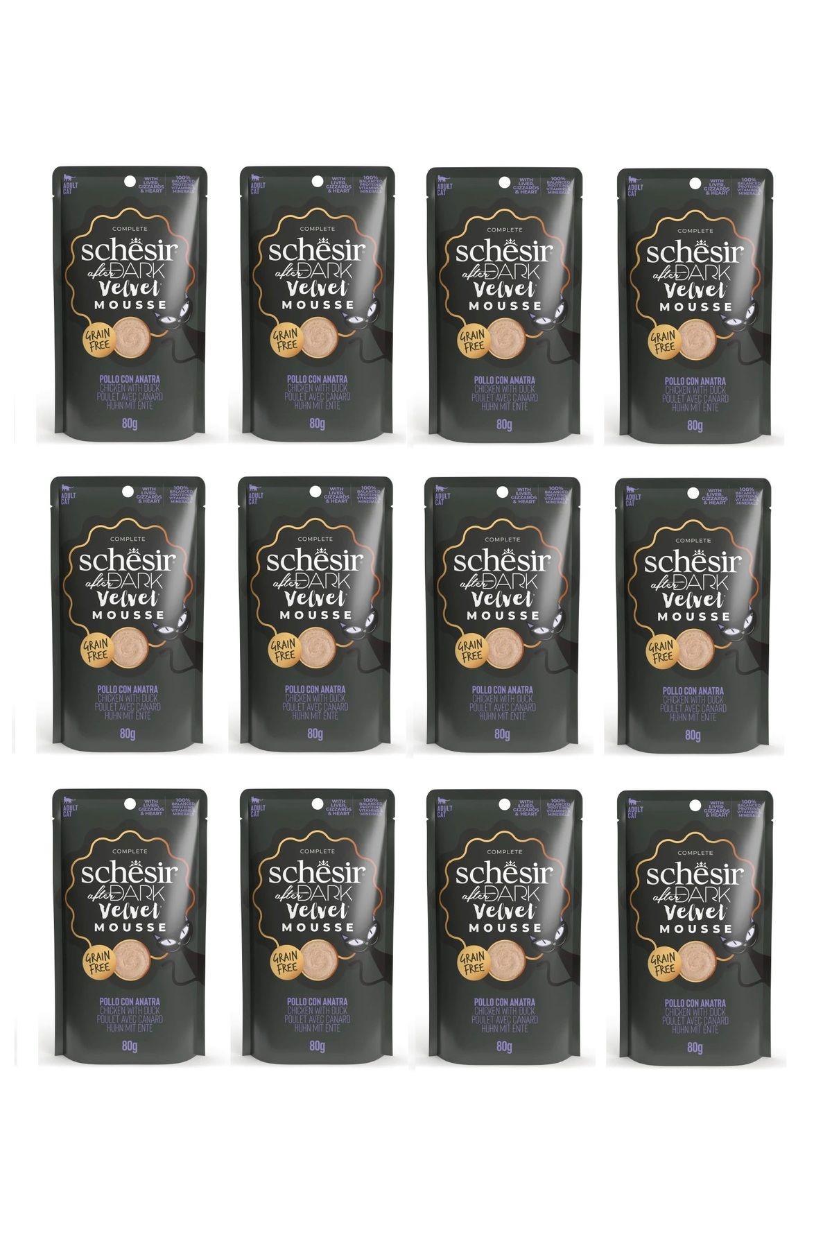 Schesir After Dark Pouch Tavuklu ve Ördek Etli Tahılsız Yetişkin Kedi Konservesi 80gr x 12 ADET