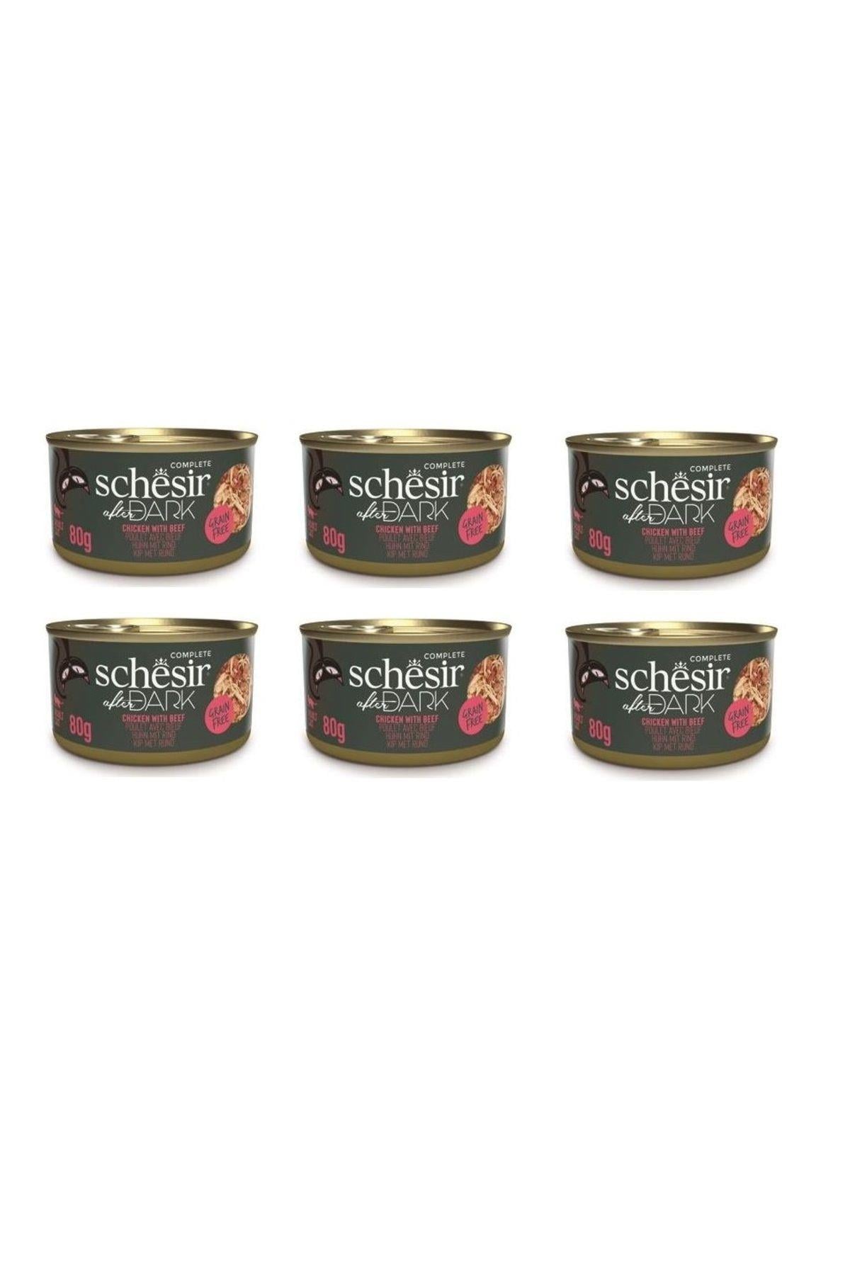 Schesir After Dark Sos İçinde Tavuk Etli ve Sığır Etli Tahılsız Yetişkin Kedi Konservesi 80gr x 6 ADET