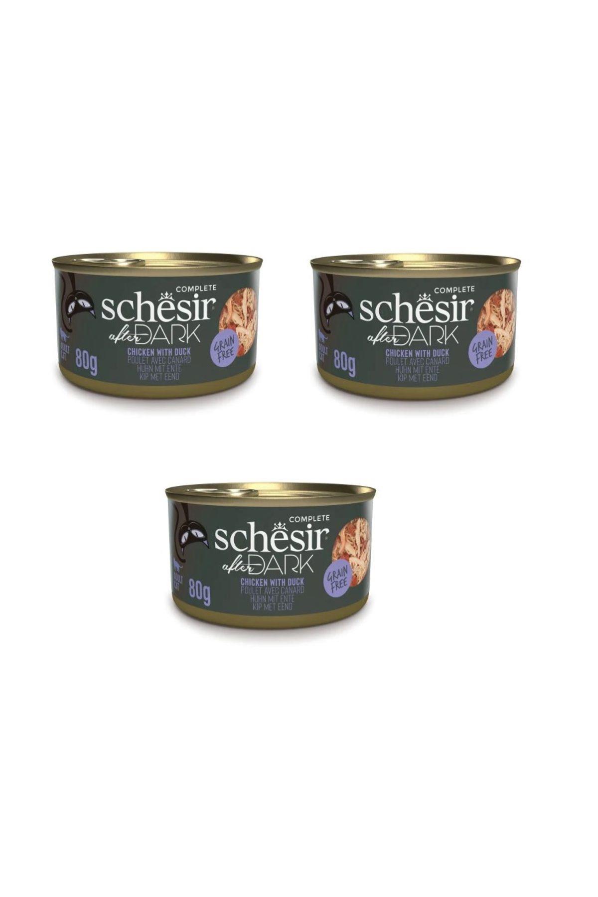 Schesir After Dark Sos İçinde Tavuk Etli ve Ördek Etli Tahılsız Yetişkin Kedi Konservesi 80gr x 3 ADET
