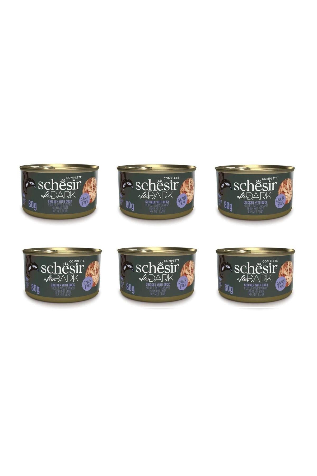 Schesir After Dark Sos İçinde Tavuk Etli ve Ördek Etli Tahılsız Yetişkin Kedi Konservesi 80gr x 6 ADET