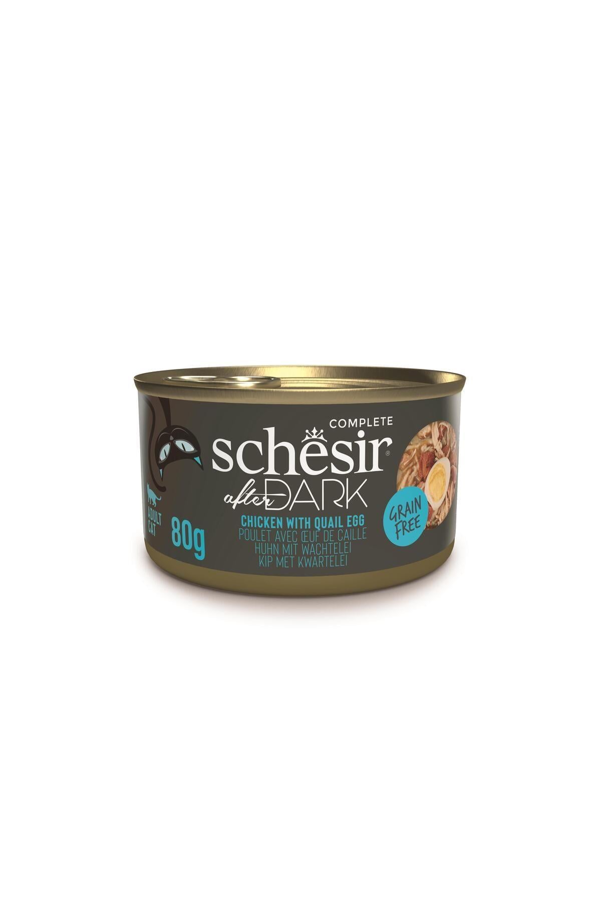 Schesir After Dark Sos İçinde Tavuklu ve Bıldırcın Yumurtalı Tahılsız Yetişkin Kedi Konservesi 80gr