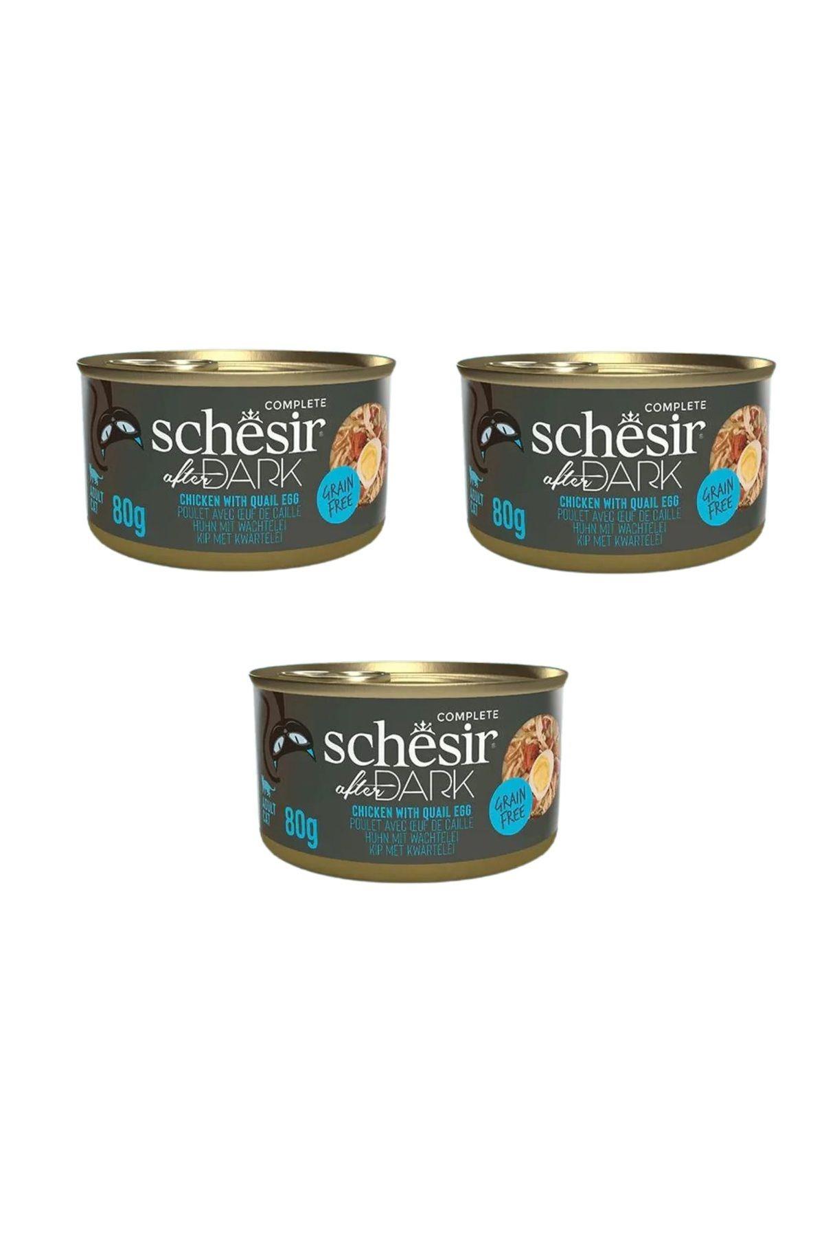 Schesir After Dark Sos İçinde Tavuklu ve Bıldırcın Yumurtalı Tahılsız Yetişkin Kedi Konservesi 80gr x 3 ADET