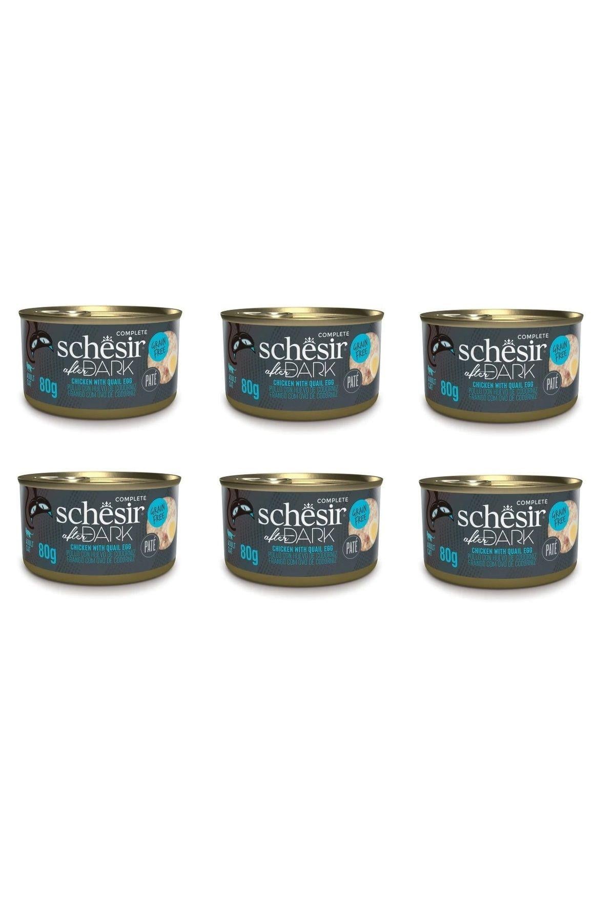 Schesir After Dark Tavuk Etli ve Bıldırcın Yumurtalı Tahılsız Ezme Yetişkin Kedi Konservesi 80gr x 6 ADET