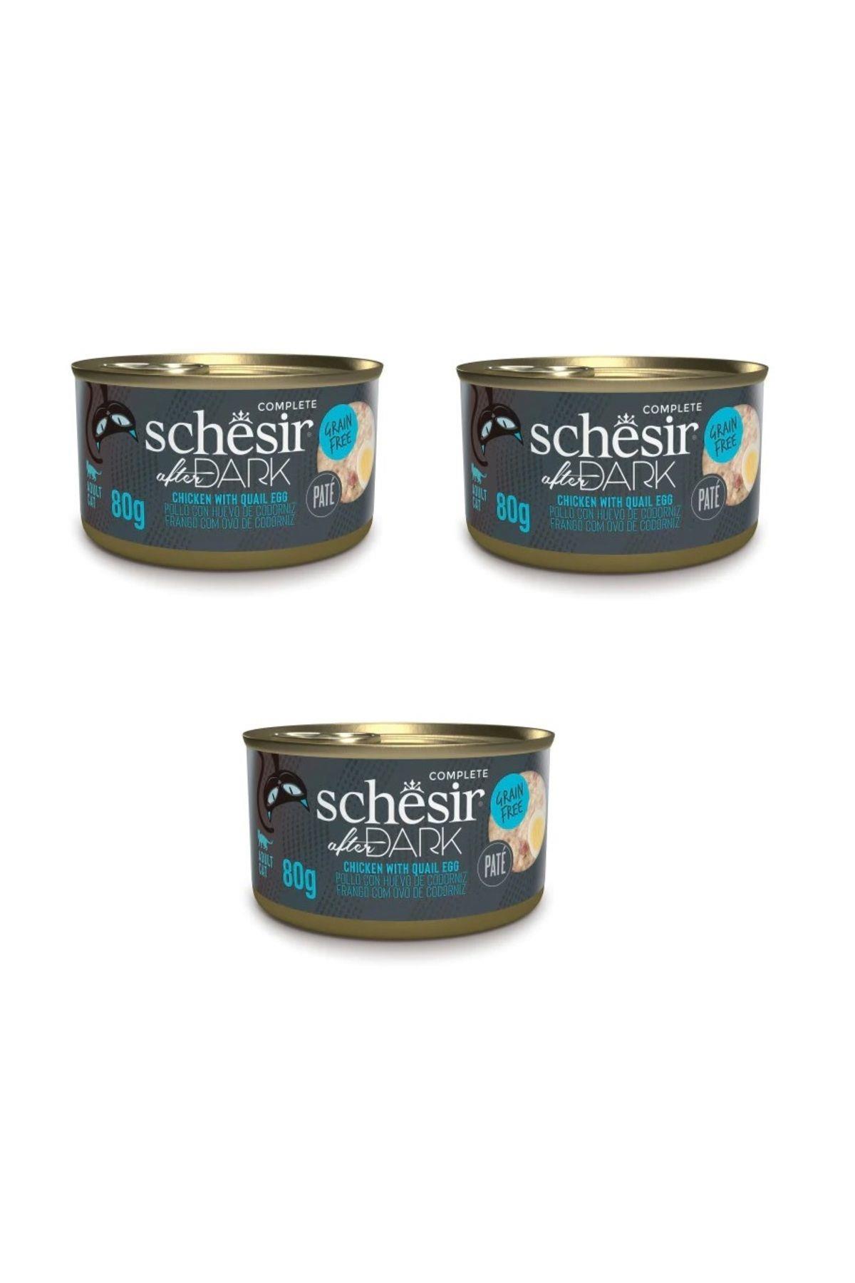 Schesir After Dark Tavuk Etli ve Bıldırcın Yumurtalı Tahılsız Ezme Yetişkin Kedi Konservesi 80gr x 3 ADET