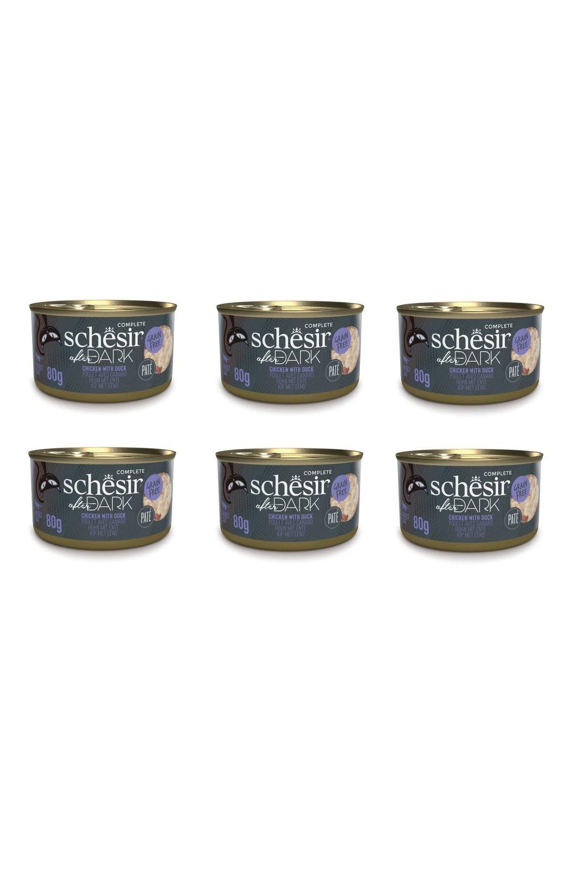 Schesir After Dark Tavuk Etli ve Ördek Etli Tahılsız Ezme Yetişkin Kedi Konservesi 80gr x 6 ADET
