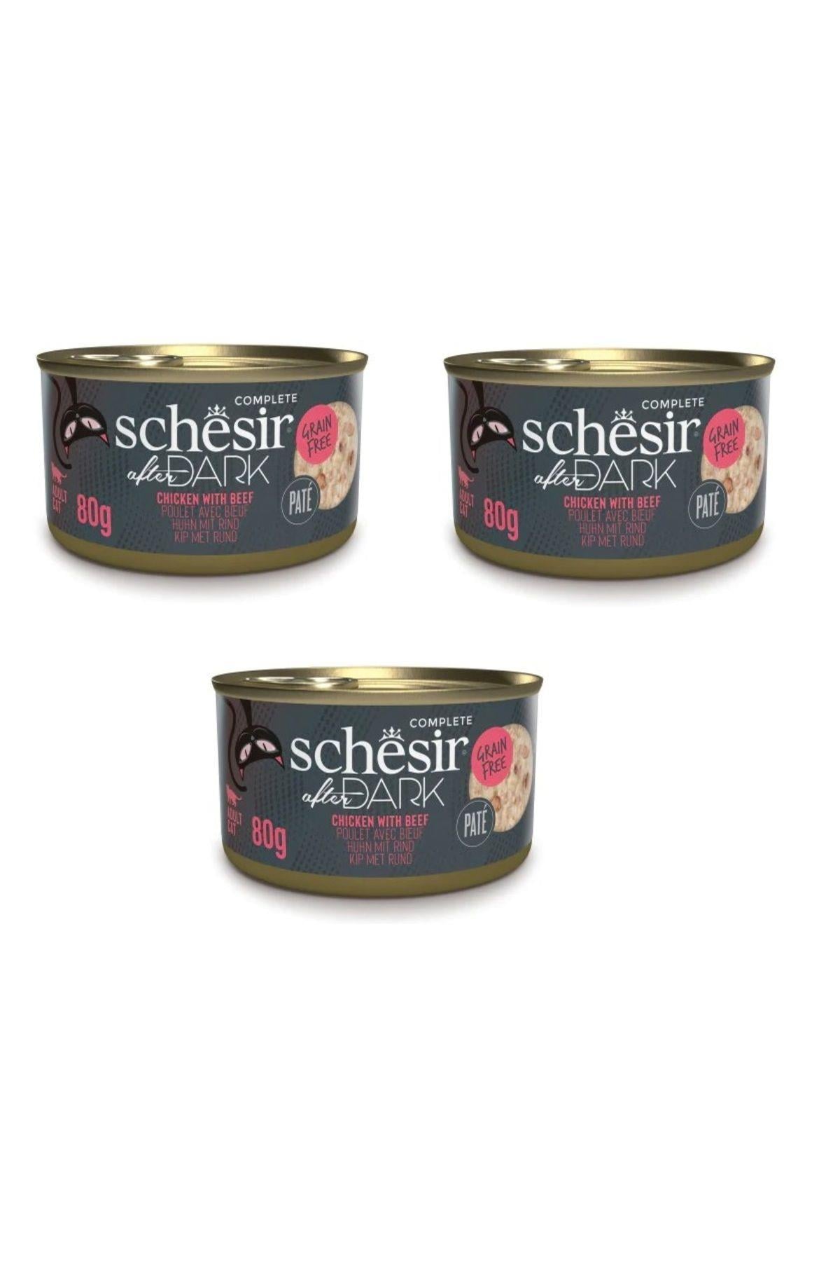 Schesir After Dark Tavuk Etli ve Sığır Etli Tahılsız Ezme Yetişkin Kedi Konservesi 80gr x 3 ADET