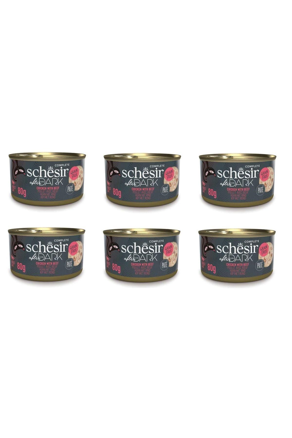 Schesir After Dark Tavuk Etli ve Sığır Etli Tahılsız Ezme Yetişkin Kedi Konservesi 80gr x 6 ADET