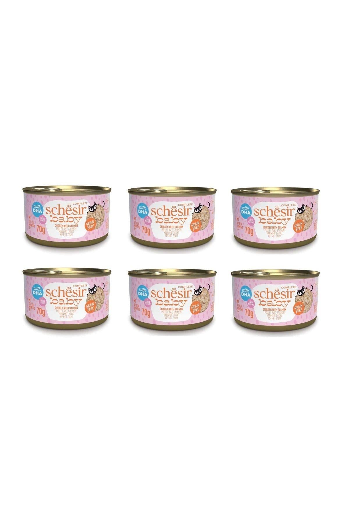 Schesir Tavuk Etli ve Somon Balıklı Tahılsız Yavru Kedi Konservesi 70gr x 6 ADET