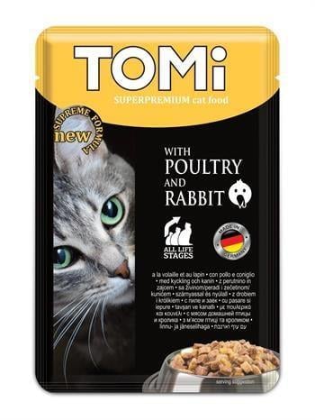 Tomi Pouch Kümes Hayvanlı ve Tavşanlı Yetişkin Kedi Konservesi 100gr