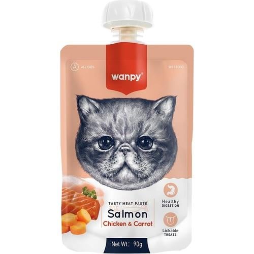 Wanpy Somonlu Tavuklu ve Havuçlu Ezme Kedi Ödül Maması 90gr