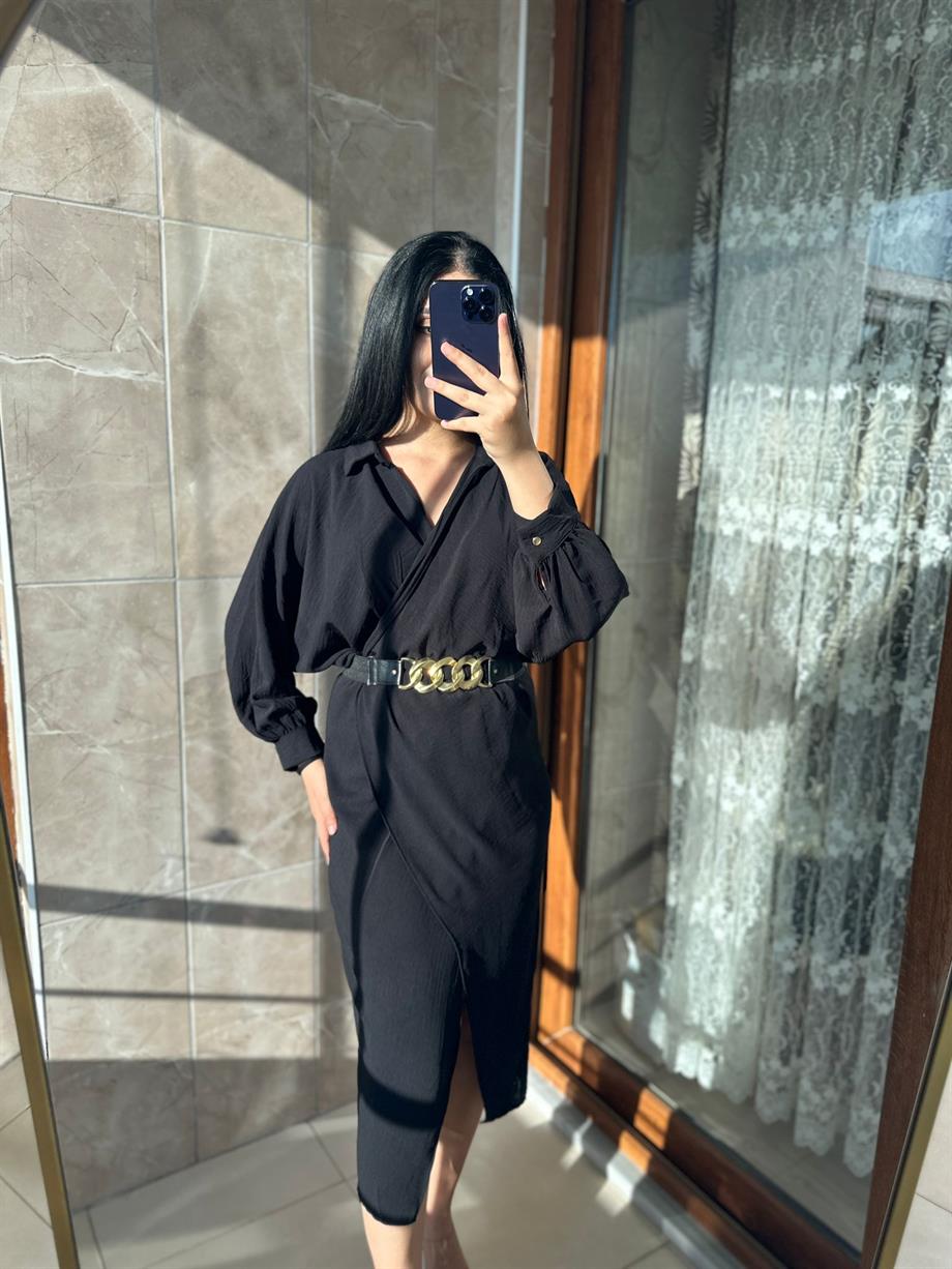 ASİMETRİK SİYAH ELBİSE