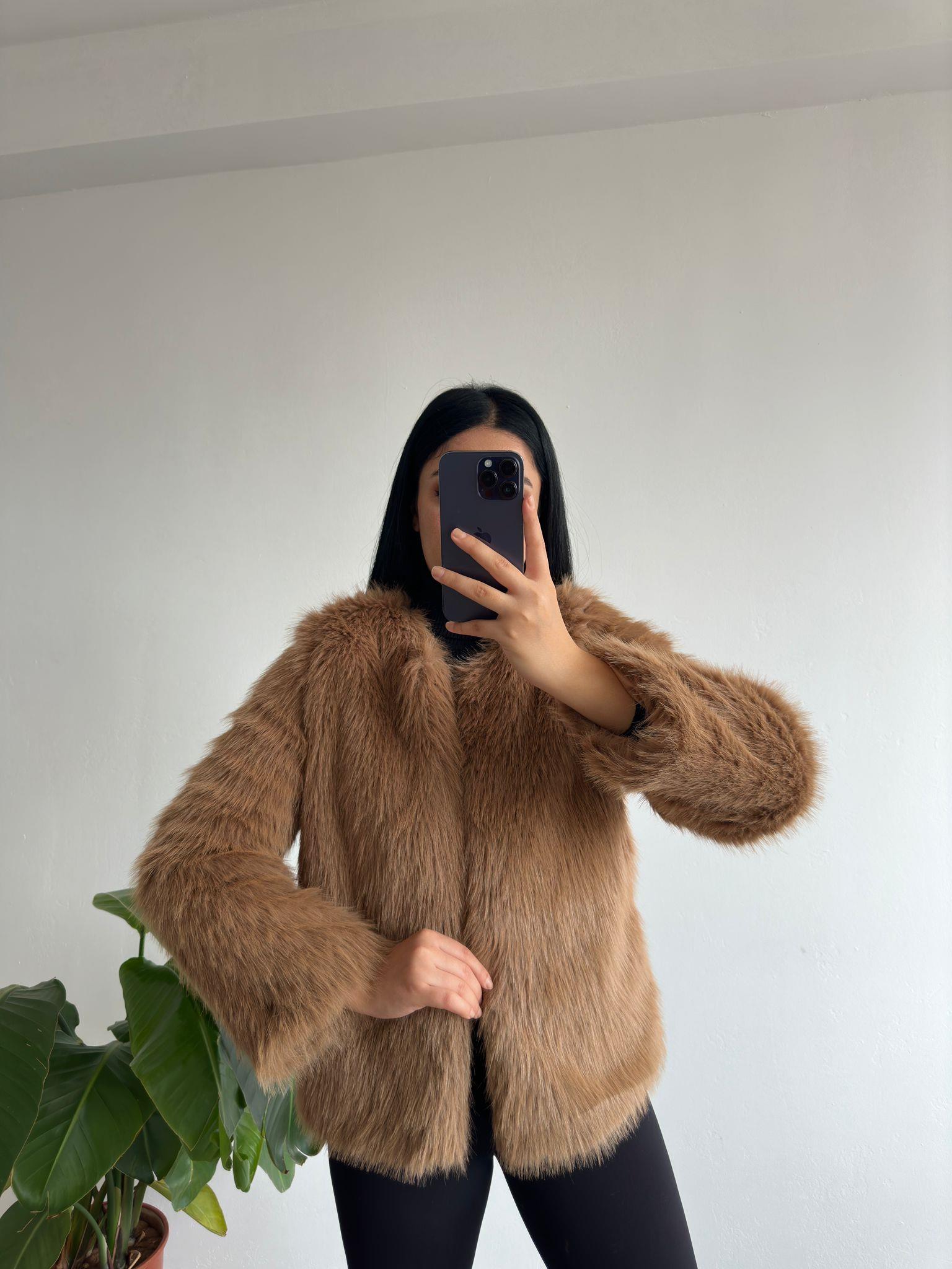 Camel içi astarlı kürk